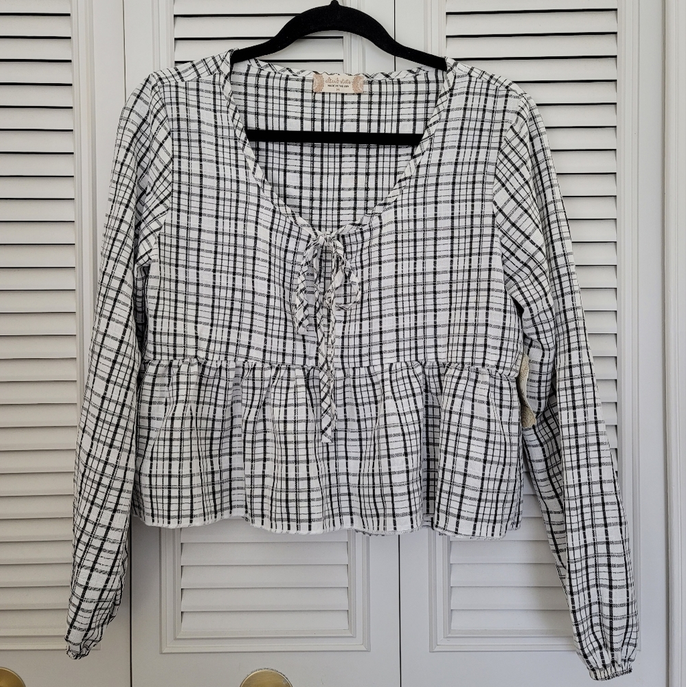 Altar'd State plaid ruffle top